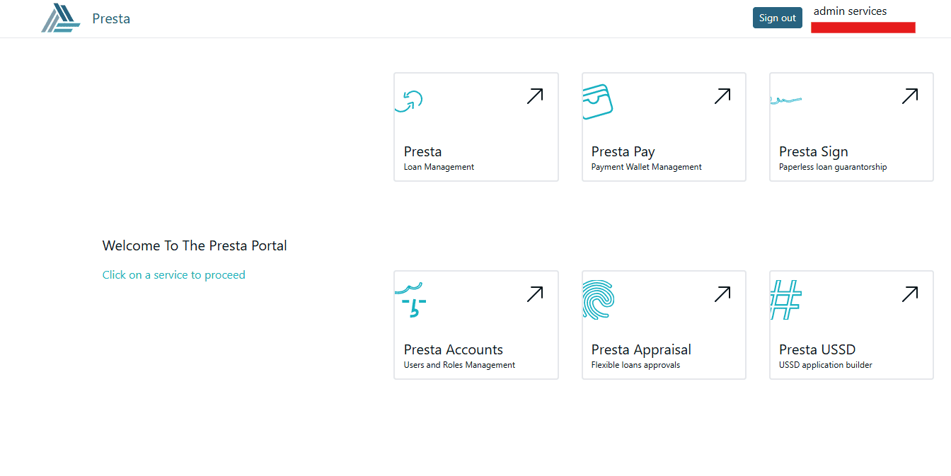 Figure 1.0.2 Accessing specific service modules from the central Portal hub.